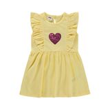 Civil Baby Kalp Nakış ve Fırfırlı Kız Bebek Elbisesi, Soft Sarı, 9-12 Ay