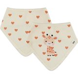 Civil Baby Kalp - Zürafa Desenli Mama Önlüğü - Fil Dişi - Standart