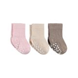 Civil Baby Kaydırmaz Kalp Baskı 3'lü 6- Bebek Kız Çorap Set - Standart - 18 Ay