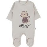 Civil Baby Kedi Baskılı 1-9 Ay Tulum - Bej - Taş Rengi - 9 - 12 Ay