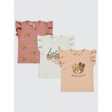 Civil Baby Kız Bebek 3'lü Tişört Set Kısa Kol Günlük Stil Somon 6-18 Ay Pamuklu - 6 - 9 Ay