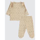 Civil Baby Kız Bebek Pijama Takımı 1-6 Ay Fildişi