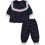 Civil Baby Kız Bebek Pijama Takımı 6-18 Ay Lacivert Çiçekli Desenli Özel Olaylar İçin - 9 - 12 Ay
