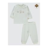 Civil Baby Organic Pamuklu Omuzdan Patlı 1-9 Ay Pijama Takımı - Ekru 3-6 Ay