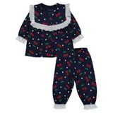 Civil Baby Puanlı Kiraz Emprime Fistolu Kız 6-18 Ay Pijama Takımı - Lacivert9-12 Ay
