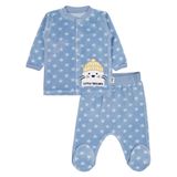 Civil Baby Yıldız Empirme ve Fok Nakışlı 1-9 Ay Pijama Takımı - Mavi