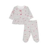 Civil Bebek Çizgi Kalp Empirme Pijama Takımı, 6-9 AY, 22330J64225W1, Ekru, kız-bebek