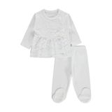 Civil Bebek Fırfır Tüllü Pijama Takımı, 3-6 AY, 22459065625W1, Ekru, kız-bebek