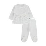 Civil Bebek Fırfır Tüllü Pijama Takımı, 6-9 AY, 22459065625W1, Ekru, kız-bebek