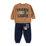 Civil Boys Civil Erkek Çocuk FRIENDS LEAGUE BASKILI Eşofman Takımı | 3 İp-3 İp | Okul Kreş ve Günlük Kullanım - Kahve