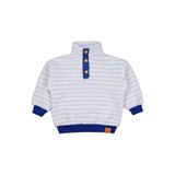 Civil Boys Yakası Patlı Çizgili Sweatshirt, 2-3 Yaş, 19785V61125W1-SMA-2, Saks Mavisi, erkek-çocuk