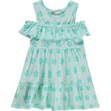 Civil Girls Çiçek Desenli Kat Kat 6-9 Yaş Elbise - Yeşil - Açık Mint - 9 - 10 Yaş