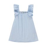 Civil Girls Ekose Desenli 2-5 Yaş Elbise - Mavi