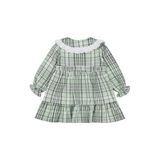 Civil Girls Ekose Desenli Elbise, 2-3 Yaş, 26005360025W1-YSL-2, Yeşil, Kız Çocuklar