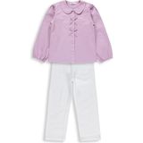 Civil Girls Fiyonklu Gömlek Pantolon Ikili 6-9 Yaş Takım - Lila - 8 - 9 Yaş - 18-Mor