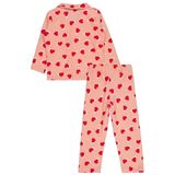 Civil Girls Kalp Desenli 10-13 Yaş Pijama Takımı - Pudra 11-12 Yaş