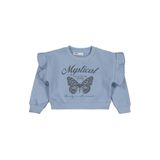 Civil Girls Kelebek Baskılı Sweatshirt, 4-5 Yaş, 19K34229125W1-MVI-4, Mavi, kız-çocuk