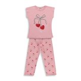 Civil Girls Kiraz Desenli Pijama Takımı, Kız Çocuk, 6-7 Yaş, Pudra