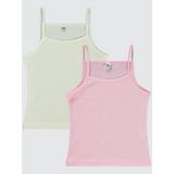 Civil Girls Kız Çocuk 2'li Atlet Set 2-10 Yaş Ekru-Pembe
