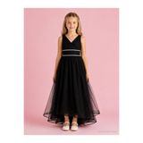 Civil Girls Kız Çocuk Beli Taşlı Tüylü Abiye, 6-7 Yaş, 37271870222S1, Siyah, Kız Çocuklar