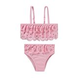 Civil Girls Kız Çocuk Jimnastik Mayosu, İki Katlı Lazer, 8-9 Yaş, Pembe