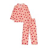 Civil Girls Kız Çocuk Kalp Desenli Pijama Takımı, 10-11 Yaş, 22785980825W1, Somon, kız-çocuk