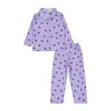 Civil Girls Kız Çocuk Kalp Desenli Pijama Takımı, 11-12 Yaş, 22785980825W1, Lila, kız-çocuk