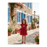 Civil Girls Kız Çocuk Yıldız Baskılı Elbise, 5-6 Yaş, 26330Y46326S1, Kırmızı, Kız Çocuklar