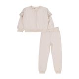 Civil Girls Kolu Fırfırlı Eşofman Takımı Bej, 6-7 Yaş, 25330J46325W2-TAS-6, Taş, kız-çocuk