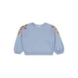 Civil Girls Omuzu Çiçek Nakışlı Sweatshirt, 9-10 Yaş, 19330J46025W2-MVI-9, Mavi, kız-çocuk