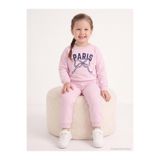 Civil Girls Paris Baskılı 2-5 Yaş Eşofman Takımı - Pudra
