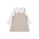 Civil Girls Yakası Pomponlu Elbise, 3-4 Yaş, 26005300825W1-3, Bej, Kız Çocuklar