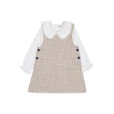 Civil Girls Yakası Pomponlu Elbise, 4-5 Yaş, 26005300825W1-4, Bej, Kız Çocuklar
