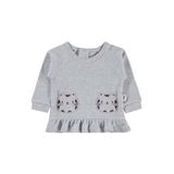 Civil Kedi Baskılı 6-18 Ay Sweatshirt - Gri 12-18 Ay, 18-24 AY, 19208034525W1, Karmelanj, kız-bebek