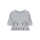 Civil Kedi Baskılı Bebek Sweatshirt Gri 12-18 Ay, 9-12 Ay, 19208034525W1, Karmelanj, kız-bebek