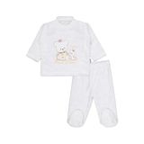 Civil Kız Bebek Ayı Tavşan Nakışlı Patikli Pijama Takımı 6-9 Ay, 1-3 AY, 22043256425W1, Ekru, kız-bebek