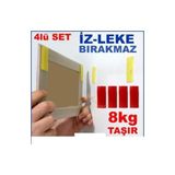 Çivisiz Tablo Çerçeve Montajı için 4 lü Set Cırt Sistemli İz Bırakmaz Çift Taraflı Pratik Askı Bantı