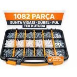 Civtex 1082 Parça Vida Dübel Pul Seti Dın 7505 Sunta Vidası Organizer Çantalı Montaj Tamir Seti - 1 Adet