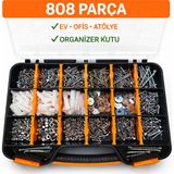 Civtex 808 Parça Vida Dübel Somun Pul Seti Organizer Kutulu 23 Çeşit Profesyonel Montaj Seti - 1 Adet