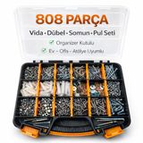 Civtex 808 Parça Vida, Dübel, Somun ve Pul Seti Organizer Kutu