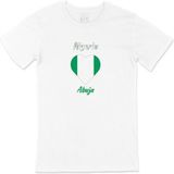 Cix Abuja Nijerya Bayraklı Kalpli Beyaz Erkek T-shirt