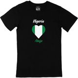 Cix Abuja Nijerya Bayraklı Kalpli Siyah Erkek T-shirt