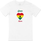 Cix Accra Gana Bayraklı Kalpli Beyaz Erkek T-shirt
