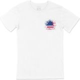 Cix Amerika Bayraklı Grunge Cep Logo Tasarımlı Beyaz Erkek T-shirt