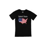 Cix Amerika Haritalı ve Bayraklı Siyah T-shirt