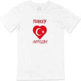 Cix Antalya Türkiye Bayraklı Kalpli Beyaz Tişört