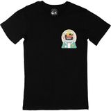 Cix Astronot Uzayda Siyah Cep Logo Tasarımlı Erkek T-shirt