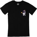 Cix Astronot ve Beyzbol Siyah Cep Logo Tasarımlı Erkek T-shirt