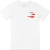 Cix Avusturya Haritalı ve Bayraklı Beyaz Cep Logo Tasarımlı Erkek T-shirt