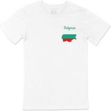 Cix Bulgaristan Haritalı ve Bayraklı Cep Logo Tasarımlı Beyaz Tişört